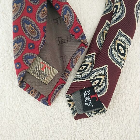 Robert Talbott Carmel Valley Neckties Silk Red Geometric Paisley 57-58" Lot Of 2 - Picture 7 of 8
